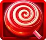 Red lollipop candy symbol with red swirl